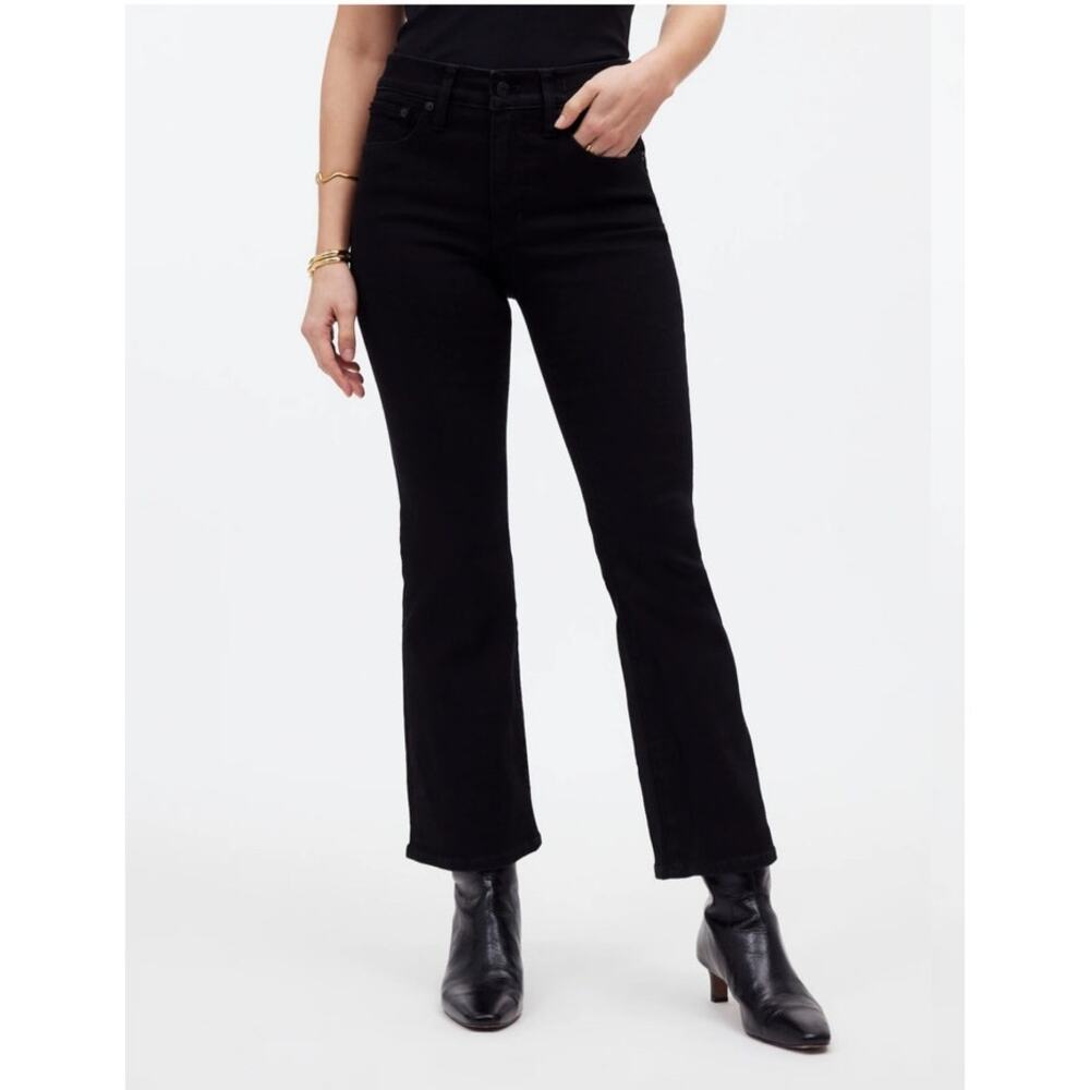 New Madewell Womans Sz 33P 16 Petite Jeans Kick Out Mid Rise Ankle Black NWT